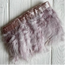 Тесьма с лебединых перьев, 15 см, сиренево-пудровая, рулон 2 м