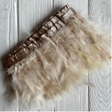 Тесьма с лебединых перьев, 15 см, бежевая, рулон 2 м