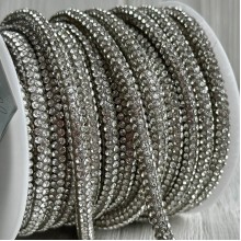 Стразовый шнур, 4,5 мм, серебряный, рулон 10 м
