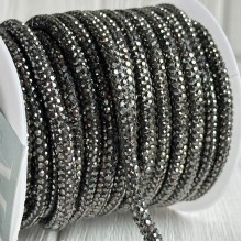 Стразовый шнур, 4,5 мм, графитовый, рулон 10 м