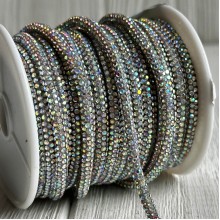 Стразовый шнур, 3,5 мм, перламутровый, рулон 10 м