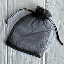 Органзовый мешочек, 9х12 см, черный, упаковка 100 шт.