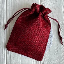 Мешочек с мешковины, 10х14 см, бордовый, упаковка 50 шт. 