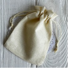Мешочек с мешковины, 10х14 см, молочный, упаковка 50 шт. 