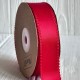Атлас двусторонний с кантом, 2,5 см, красный, рулон 18,5 м