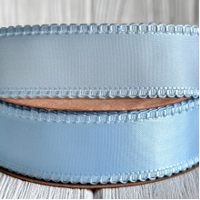 Атлас двусторонний с кантом, 2,5 см, голубой, рулон 18,5 м