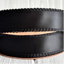 Атлас двусторонний с кантом, 2,5 см, черный, рулон 18,5 м