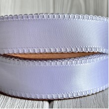 Атлас двусторонний с кантом, 2,5 см, белый, рулон 18,5 м