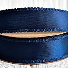 Атлас двусторонний с кантом, 2,5 см, сапфировый, рулон 18,5 м