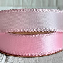 Атлас двусторонний с кантом, 2,5 см, светло-розовый, рулон 18,5 м