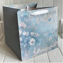 Пакет з широким дном (рисунок), 28х28х28 см, голубой, упаковка 12 шт. 