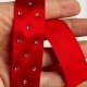 Атлас со стразами, 2,5 см, красный, рулон 18,5 м