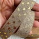 Лента мешковина с золотым сердечком, 2,5 см, натуральная, рулон 9 м