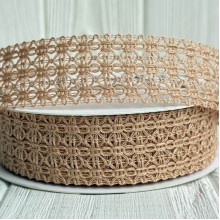 Лента вязаная D30320, 2,5 см, бежевая, рулон 11,5 м