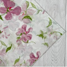 Бумага тишью с цветочным принтом (J00395), 50х68 см, розово-сиреневый, упаковка 20 шт.