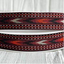 Лента с вышивкой (D19822), 2 см, коричнево-оранжево-бежевая, рулон 23 м