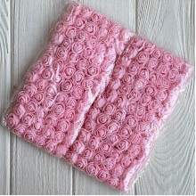 Роза с фоамирана (фатин), 2 см, розовая, упаковка 12 пучков (144 шт.)