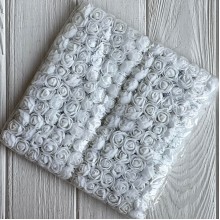 Роза с фоамирана (фатин), 2 см, белая, упаковка 12 пучков (144 шт.)