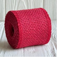 Лента-мешковина, 5 см, красный, моток 2 ярдов