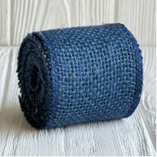 Стрічка-мішковина, 5 см, темно-синій, моток 2 ярдів