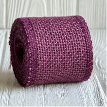 Лента-мешковина, 5 см, вишневый, моток 2 ярдов