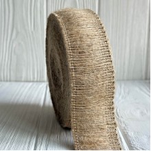 Лента-мешковина (бахрома), 4 см, натуральный, рулон 10 м