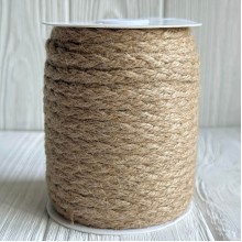 Тесьма-мешковина (косичка), 0,8 см, натуральная, рулон 50 м