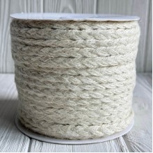 Тесьма-мешковина (косичка), 1 см, белая, рулон 50 м