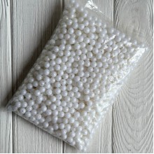 Бусина акриловая перламутровая круглая (С11801), 10 мм, белая, упаковка 500 г