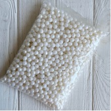 Бусина акриловая перламутровая граненый круг (С11811), 10 мм, белая, упаковка 500 г