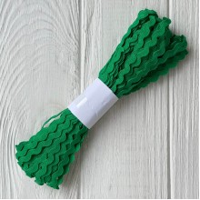 Тесьма зиг-заг, 5 мм, зеленый, моток 13 м