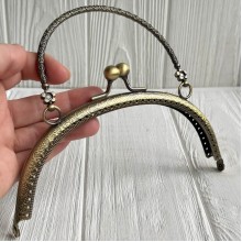 Фермуар для сумки полукруглый с ручкой, 17 см, антик, шт.