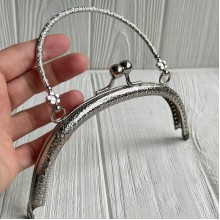 Фермуар для сумки полукруглый с ручкой, 17 см, серебро, шт.