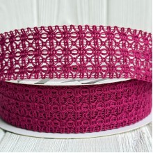 Лента вязаная D30320, 2,5 см, малиновая, рулон 11,5 м