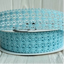 Лента вязаная D30320, 2,5 см, светло-бирюзовая, рулон 11,5 м