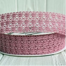 Лента вязаная D30320, 2,5 см, пудровая, рулон 11,5 м