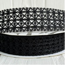 Лента вязаная D30320, 2,5 см, черная, рулон 11,5 м