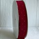 Лента велюр со стразами, 3,8 см, бордовая, рулон 45 м