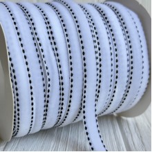 Лента велюр с кантом, 1 см, белая, рулон 45 м