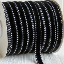 Лента велюр с кантом, 1 см, черная, рулон 45 м