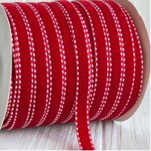 Лента велюр с кантом, 1 см, красная, рулон 45 м