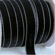 Лента велюр с кантом, 2,5 см, черная, рулон 45 м