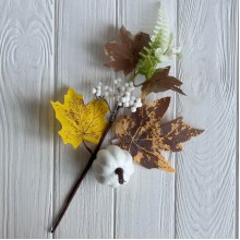 Осенняя веточка с тыквой (С30581), 36 см, біло-коричнево-желтая, шт.