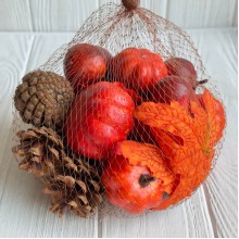 Набір з гарбузиками, шишками і жолудями (С30503), червоний, набір 20 шт.