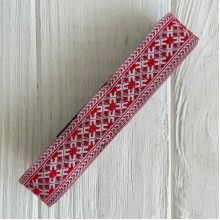Тесьма вышиванка (узор из ромбов new), 2,5 см, красная с белым, рулон 7 м