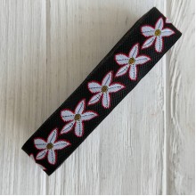 Тесьма вышиванка (вербена), 2,5 см, черная с белым, рулон 7 м