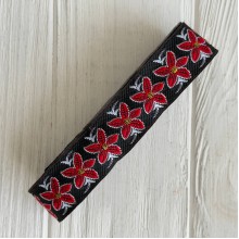 Тесьма вышиванка (вербена), 2,5 см, черная с красным, рулон 7 м