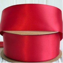 Атлас двусторонний (премиум), 3,8 см, красный, рулон 23 м