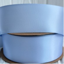 Атлас двусторонний (премиум), 3,8 см, светло-голубой, рулон 23 м