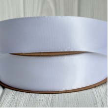 Двусторонняя атласная лента New (премиум), 2,5 см, белая, рулон 23 м